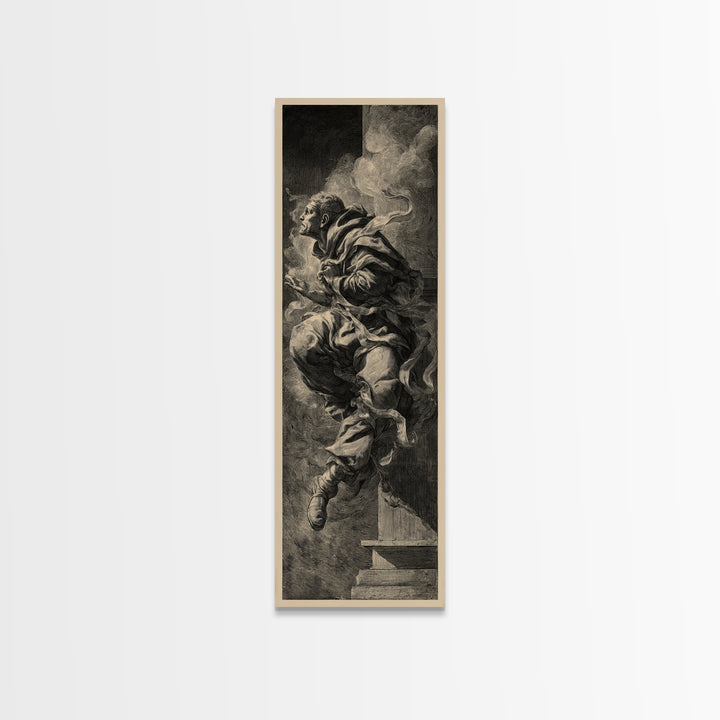 The Dream Eater, Architectural Etching Art, Tall Narrow Wall Art, Dark Fantasy Wall Art, Canvas Print, Halloween Wall Art