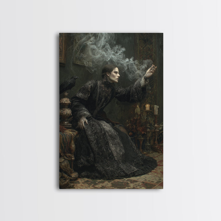 The Dream Eater, Ornate Symbolist Art, Vertical Wall Art, Dark Halloween Decor, Framed Canvas Print, Halloween Wall Art