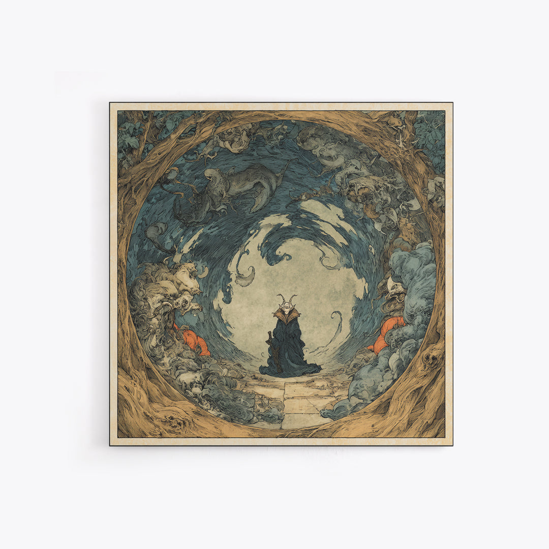 The Dream Eater, Gothic Storybook Art, Square Wall Art, Gothic Horror Wall Art, Canvas Print, Halloween Wall Art, Seasonal Home Decor