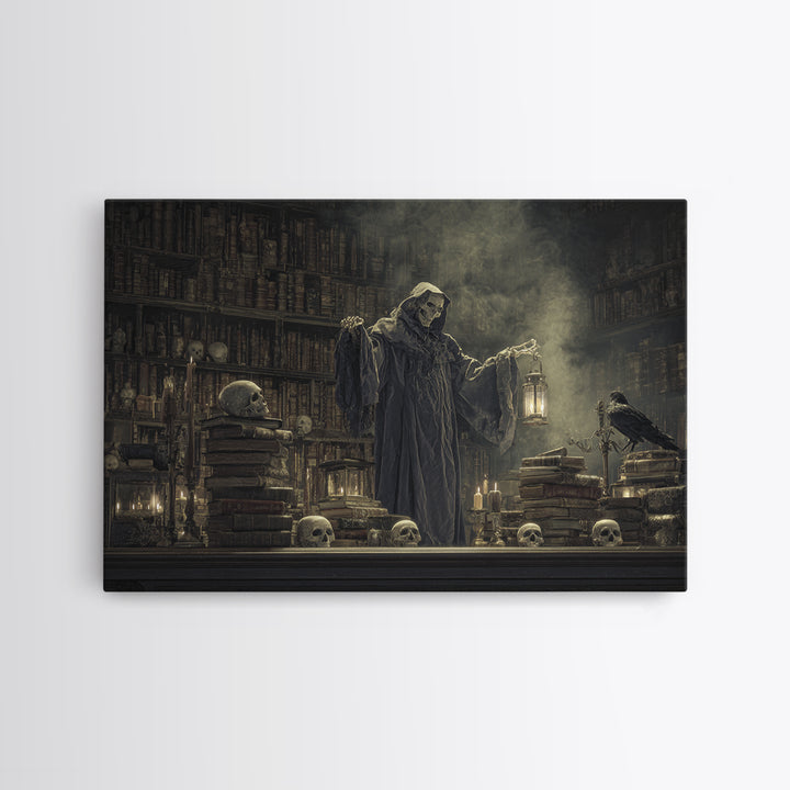 The Crypt Librarian, Symbolist Gothic Landscape, Landscape Wall Art, Gothic Horror Wall Art, Canvas Print, Halloween Wall Art