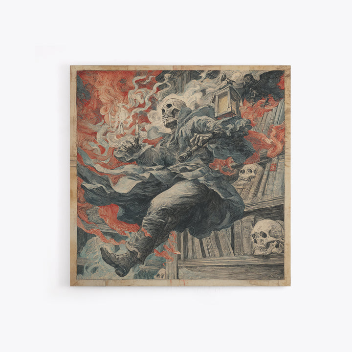 The Crypt Librarian, Grotesque Carnival Art, Square Wall Art, Dark Halloween Decor, Canvas Print, Halloween Wall Art, Statement Wall Art