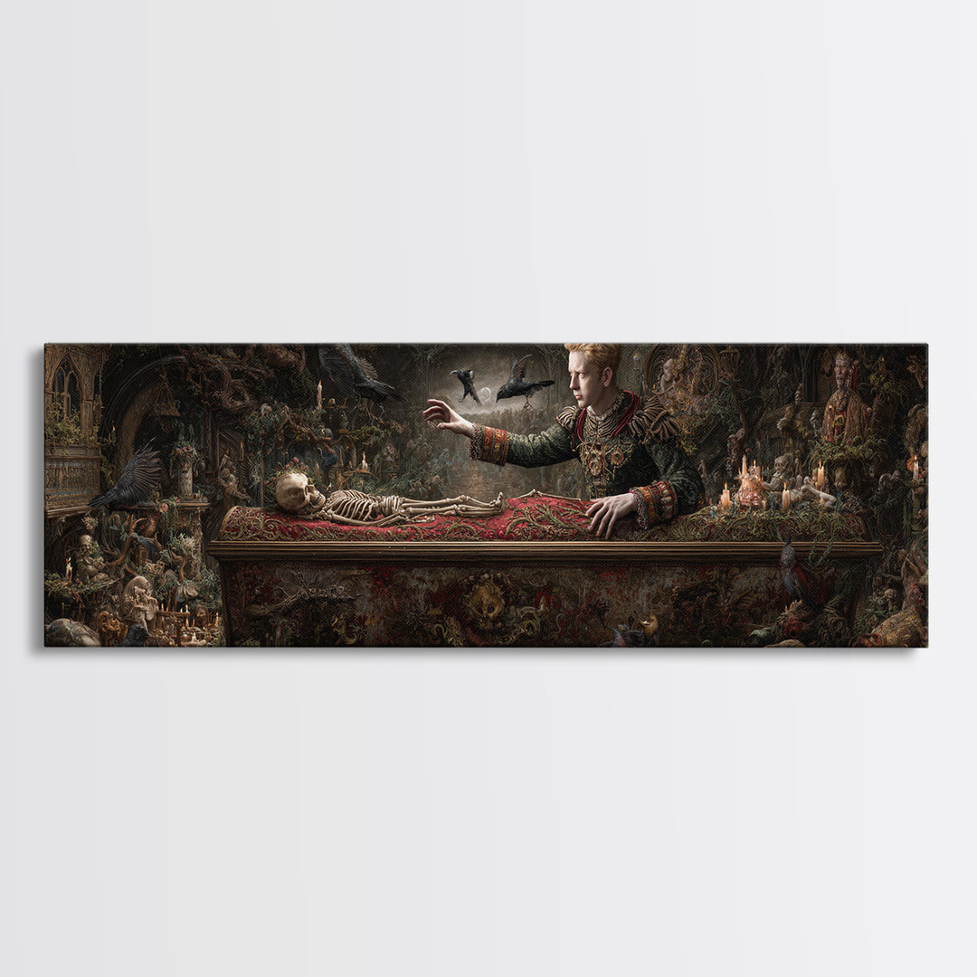 The Royal Coffin Maker, Medieval Grotesque Art, Extra Wide Wall Art, Gothic Horror Wall Art, Canvas Print, Halloween Wall Art