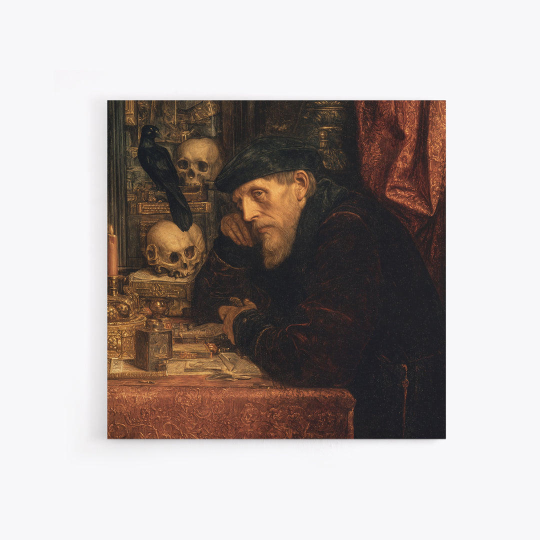 The Royal Coffin Maker, Danse Macabre Art, Square Wall Art, Dark Fantasy Wall Art, Framed Canvas Print, Halloween Decor