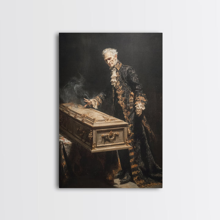 The Royal Coffin Maker, Dark Romantic Horror Art, Vertical Wall Art, Dark Halloween Decor, Framed Canvas Print, Halloween Wall Art