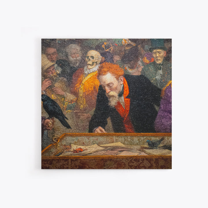 The Royal Coffin Maker, Grotesque Carnival Art, Square Wall Art, Dark Halloween Decor, Framed Canvas Print, Halloween Wall Art