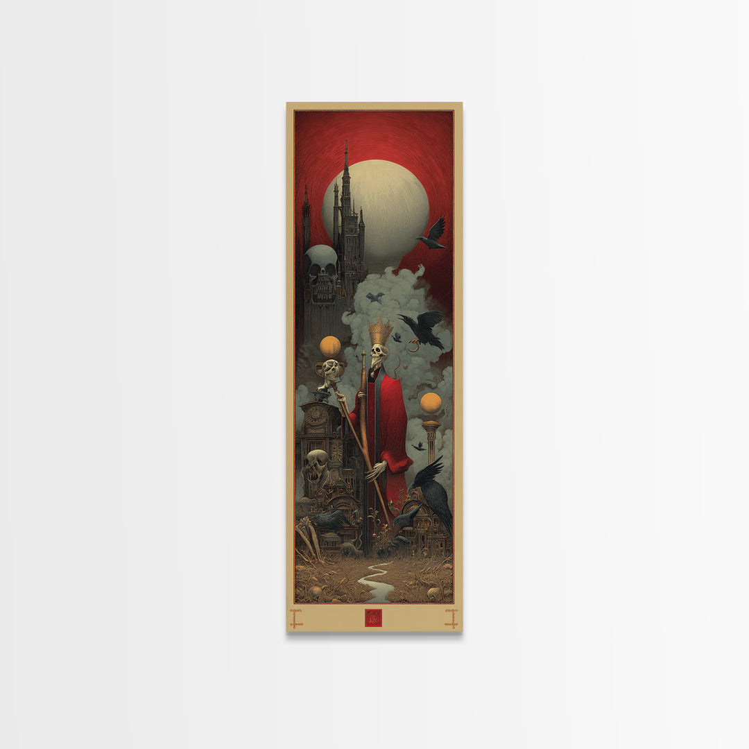 The Royal Coffin Maker, Surreal Apocalyptic Art, Tall Narrow Wall Art, Dark Fantasy Wall Art, Framed Canvas Print