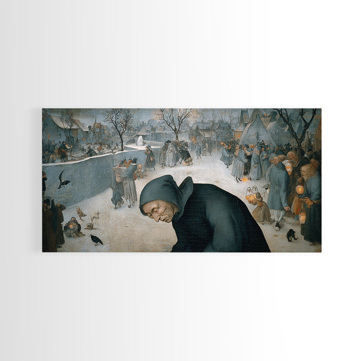 The Soul Collector, Northern Renaissance Horror, Wide Panoramic Art, Gothic Horror Wall Art, Framed Canvas Print