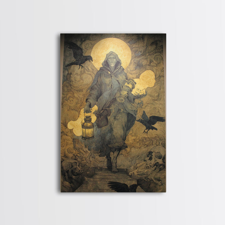 The Soul Collector, Dark Renaissance Art, Vertical Wall Art, Dark Fantasy Wall Art, Canvas Print, Halloween Wall Art