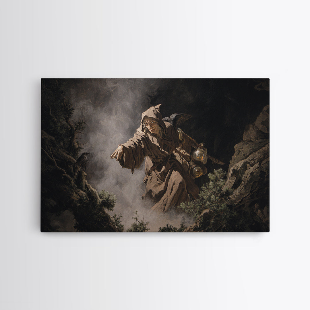 The Soul Collector, Baroque Witchcraft Art, Landscape Wall Art, Dark Halloween Decor, Framed Canvas Print, Halloween Wall Art