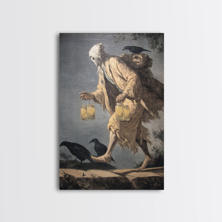 The Soul Collector, Gothic Nightmare Art, Vertical Wall Art, Macabre Wall Art, Framed Canvas Print, Halloween Wall Art