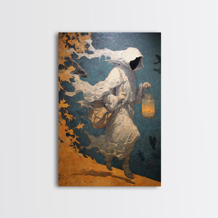 The Soul Collector, Symbolist Dream Art, Vertical Wall Art, Dark Halloween Decor, Framed Canvas Print, Halloween Wall Art