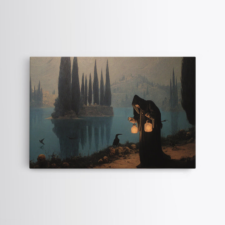 The Soul Collector, Symbolist Gothic Landscape, Landscape Wall Art, Macabre Wall Art, Framed Canvas Print, Halloween Wall Art