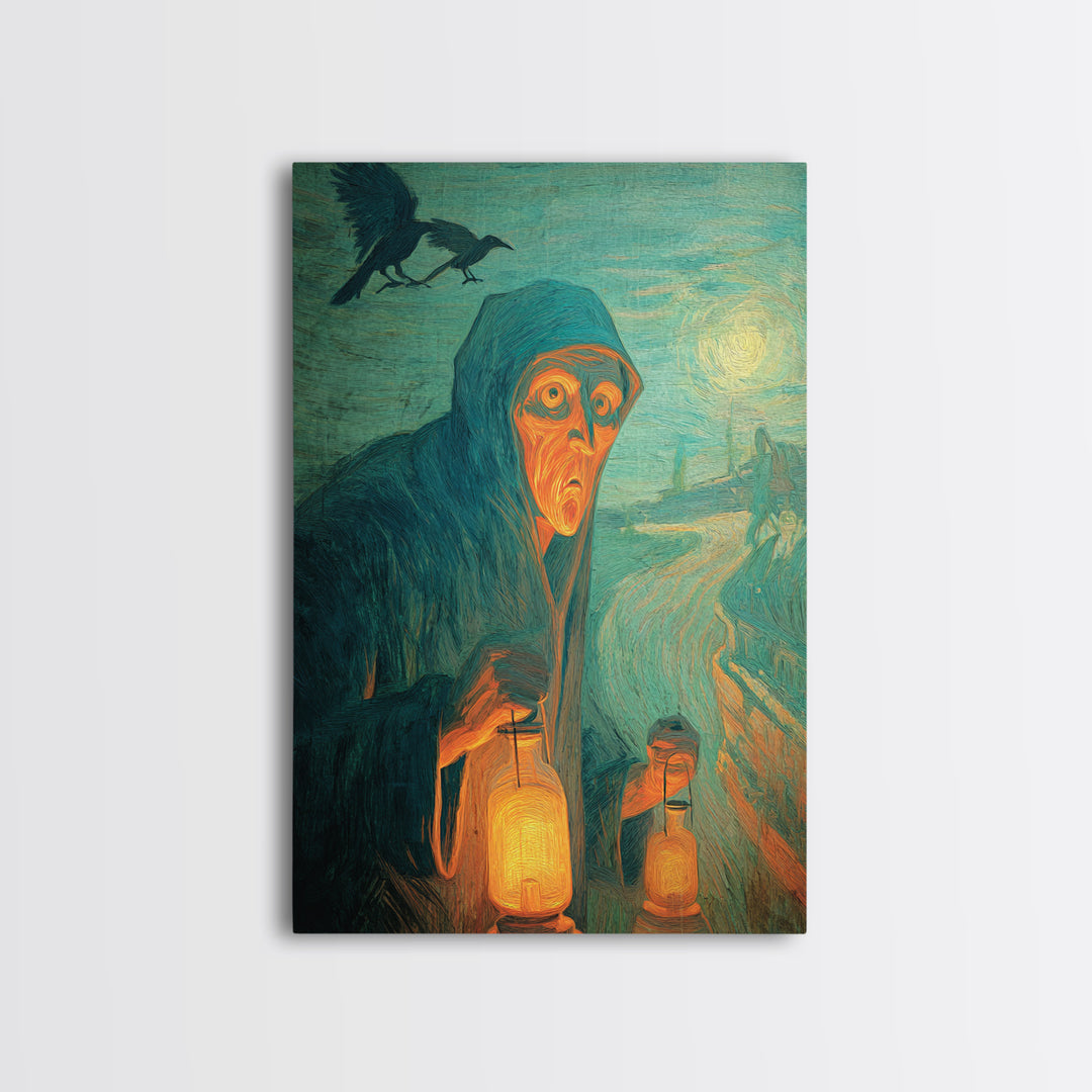 The Soul Collector, Expressionist Gothic Art, Vertical Wall Art, Dark Halloween Decor, Canvas Print, Halloween Wall Art