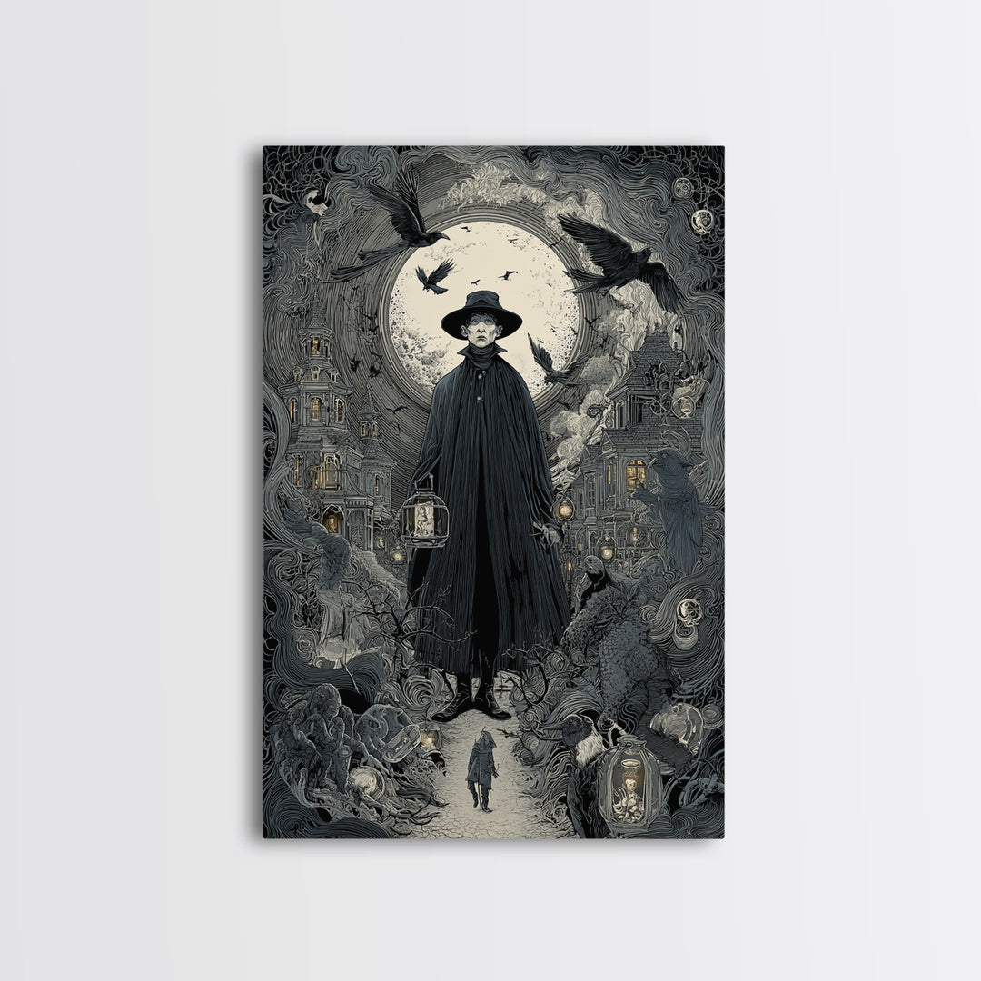 The Soul Collector, Victorian Macabre Art, Vertical Wall Art, Dark Fantasy Wall Art, Framed Canvas Print, Halloween Wall Art