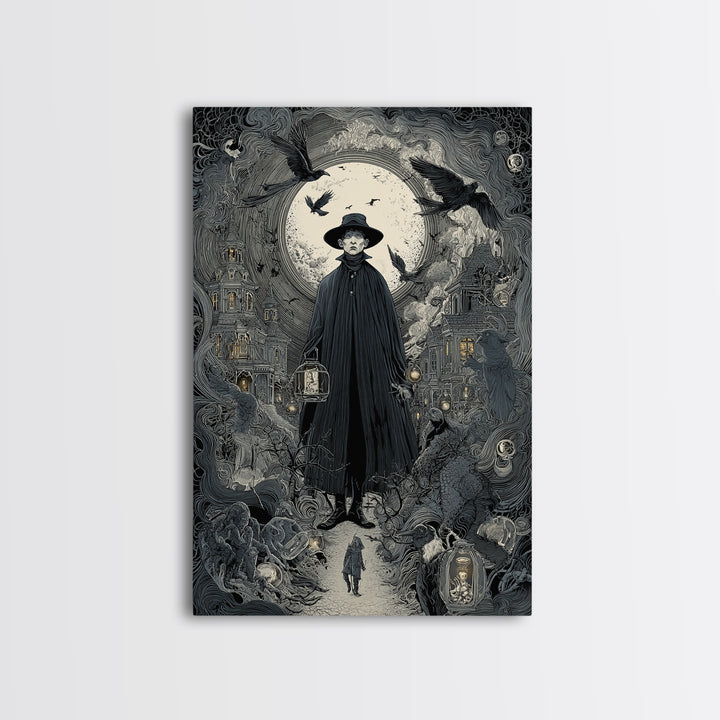 The Soul Collector, Victorian Macabre Art, Vertical Wall Art, Dark Fantasy Wall Art, Framed Canvas Print, Halloween Wall Art
