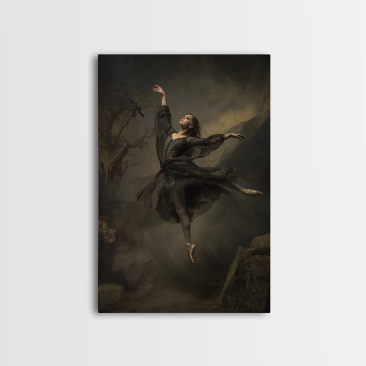 The Phantom Ballerina, Baroque Witchcraft Art, Vertical Wall Art, Dark Fantasy Wall Art, Canvas Print, Halloween Wall Art