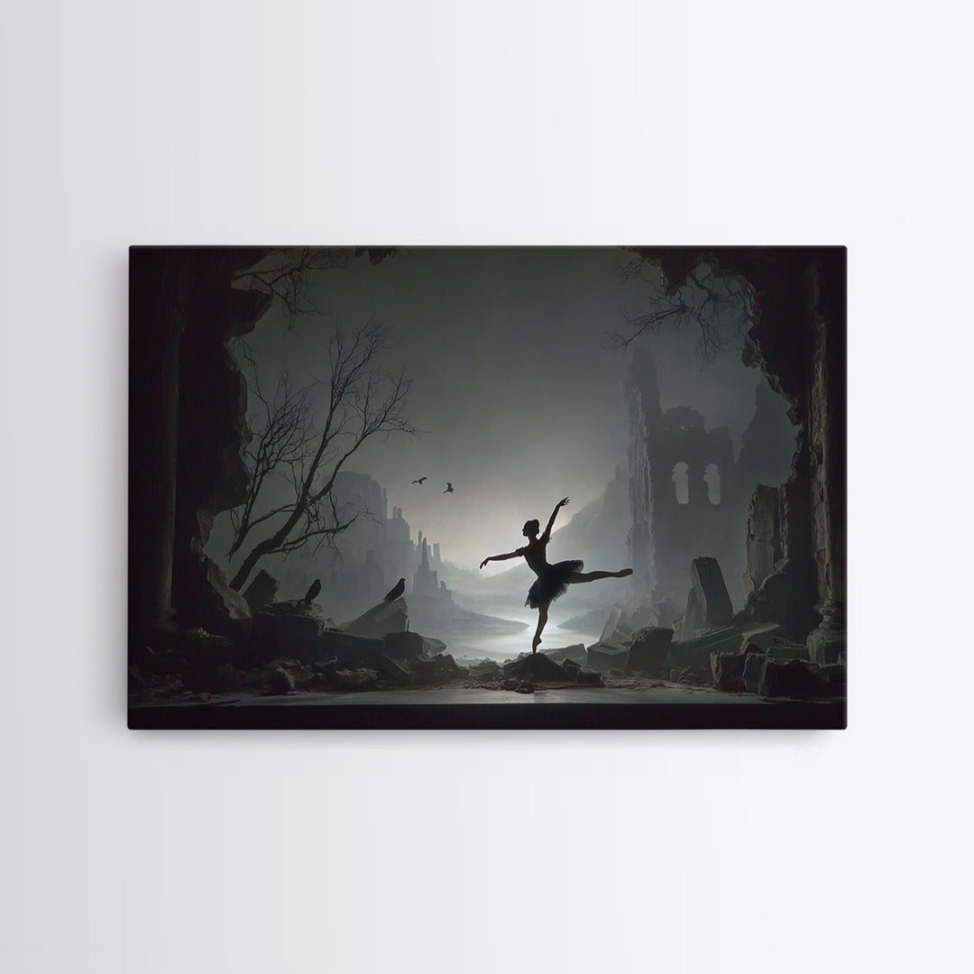The Phantom Ballerina, Romantic Gothic Landscape, Landscape Wall Art, Gothic Horror Wall Art, Framed Canvas Print