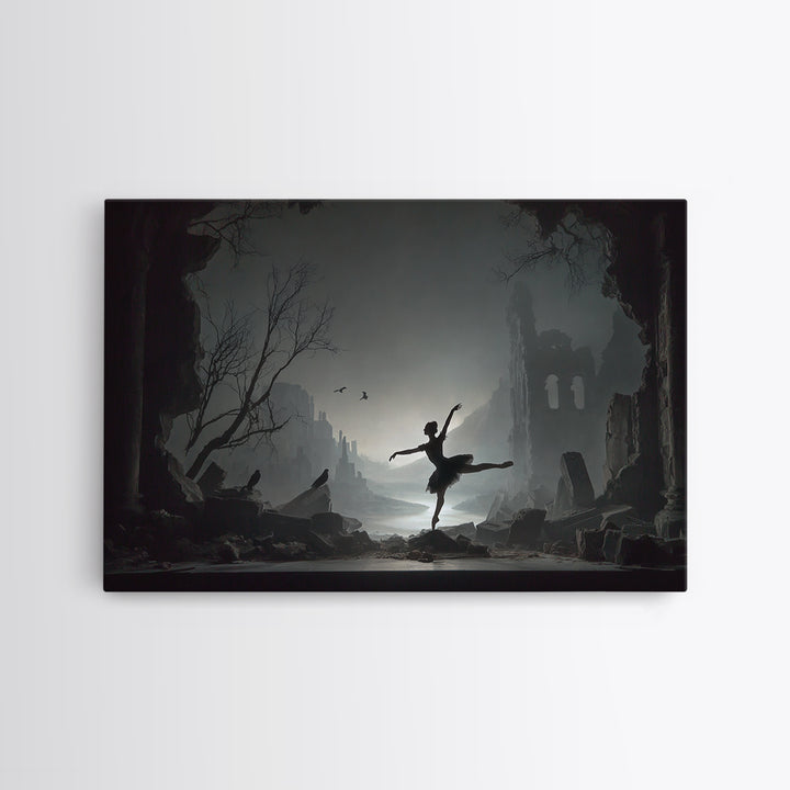 The Phantom Ballerina, Romantic Gothic Landscape, Landscape Wall Art, Gothic Horror Wall Art, Framed Canvas Print