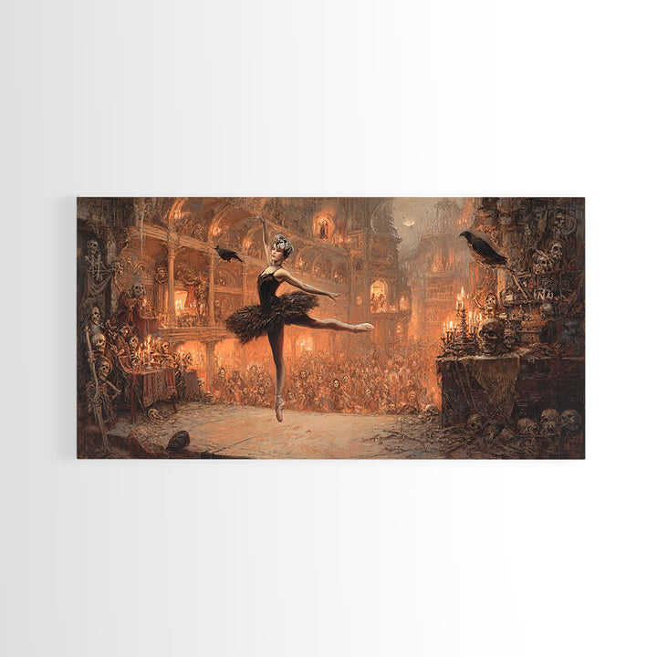 The Phantom Ballerina, Grotesque Carnival Art, Wide Panoramic Art, Dark Fantasy Wall Art, Canvas Print, Halloween Wall Art