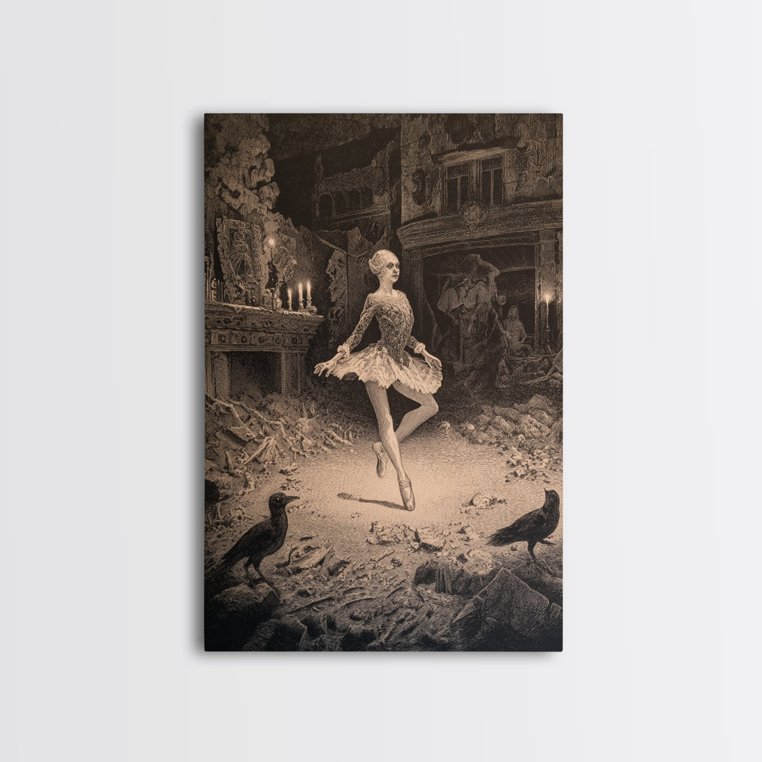 The Phantom Ballerina, Victorian Macabre Art, Vertical Wall Art, Macabre Wall Art, Canvas Print, Halloween Wall Art, Horror Wall Art