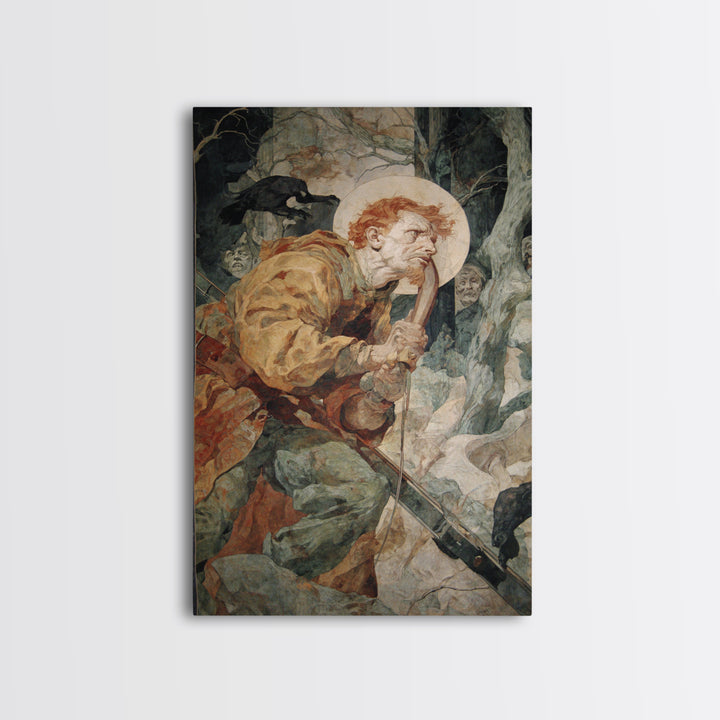 The Ghost Of The Witch Hunter, Dark Renaissance Art, Vertical Wall Art, Gothic Horror Wall Art, Canvas Print, Halloween Wall Art