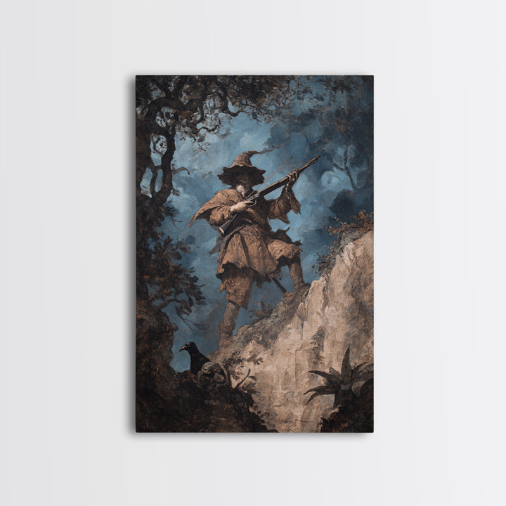 The Ghost Of The Witch Hunter, Baroque Witchcraft Art, Vertical Wall Art, Gothic Horror Wall Art, Canvas Print, Halloween Wall Art