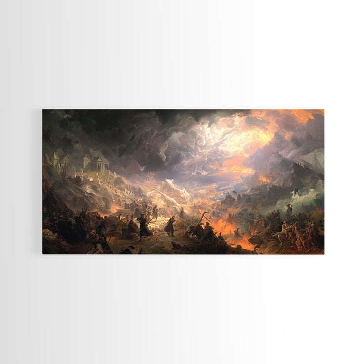 The Ghost Of The Witch Hunter, Apocalyptic Romantic Art, Wide Panoramic Art, Dark Fantasy Wall Art, Canvas Print, Halloween Wall Art