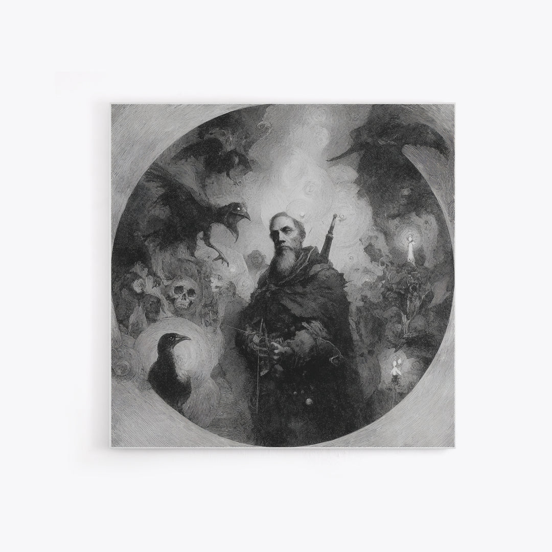 The Ghost Of The Witch Hunter, Symbolist Dream Art, Square Wall Art, Macabre Wall Art, Canvas Print, Halloween Wall Art