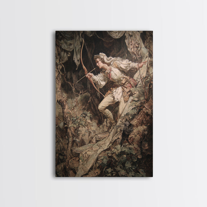 The Ghost Of The Witch Hunter, Ornate Symbolist Art, Vertical Wall Art, Macabre Wall Art, Framed Canvas Print, Halloween Wall Art