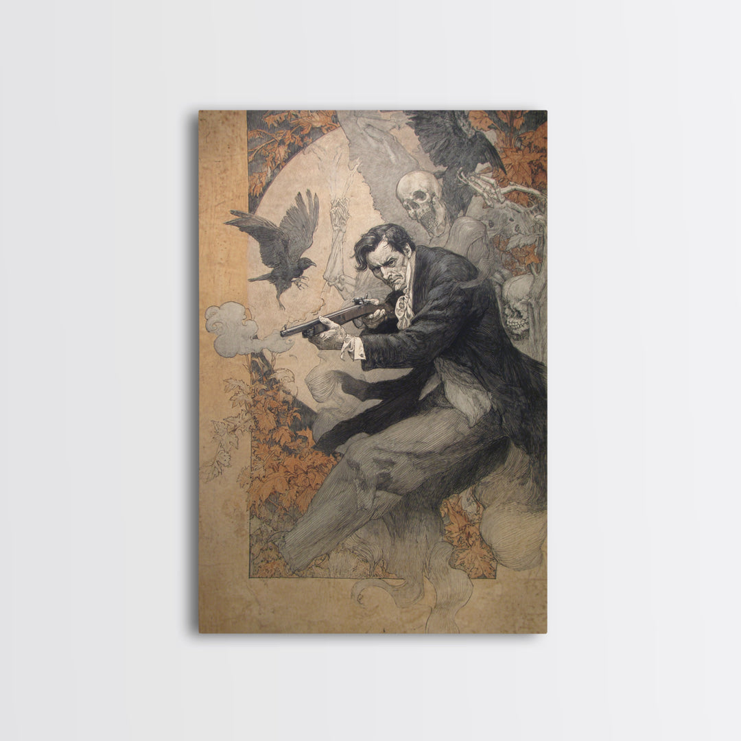 The Ghost Of The Witch Hunter, Decadent Gothic Art, Vertical Wall Art, Gothic Horror Wall Art, Framed Canvas Print