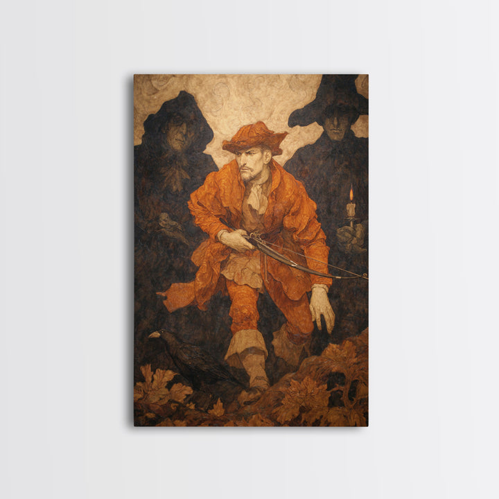 The Ghost Of The Witch Hunter, Dark Symbolist Art, Vertical Wall Art, Macabre Wall Art, Canvas Print, Halloween Wall Art