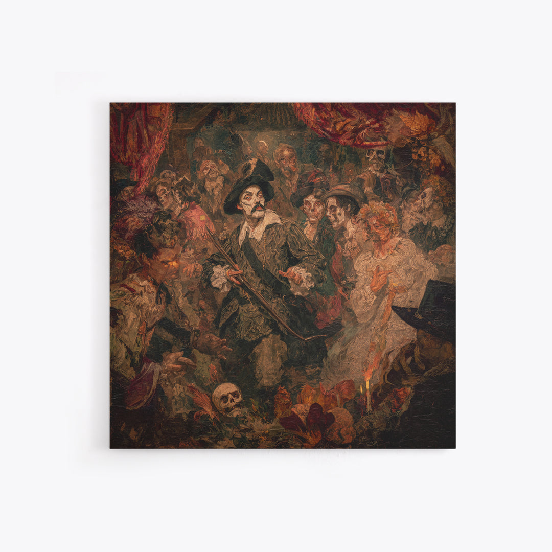 The Ghost Of The Witch Hunter, Grotesque Carnival Art, Square Wall Art, Dark Fantasy Wall Art, Canvas Print, Halloween Wall Art