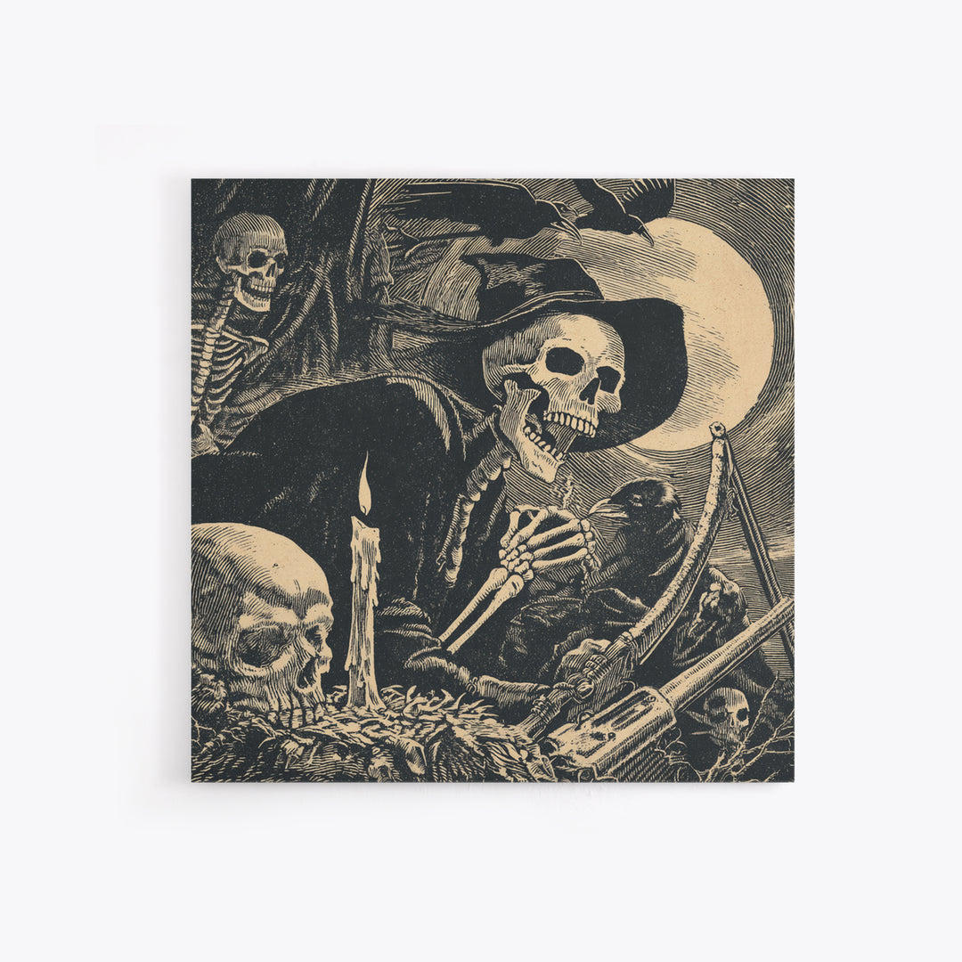 The Ghost Of The Witch Hunter, Macabre Folk Print Art, Square Wall Art, Macabre Wall Art, Framed Canvas Print, Horror Wall Art