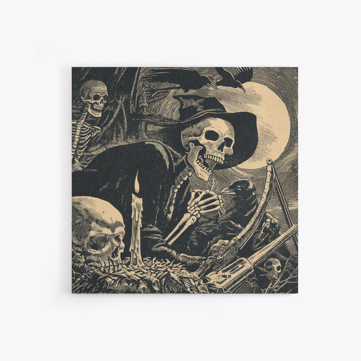 The Ghost Of The Witch Hunter, Macabre Folk Print Art, Square Wall Art, Macabre Wall Art, Framed Canvas Print, Horror Wall Art