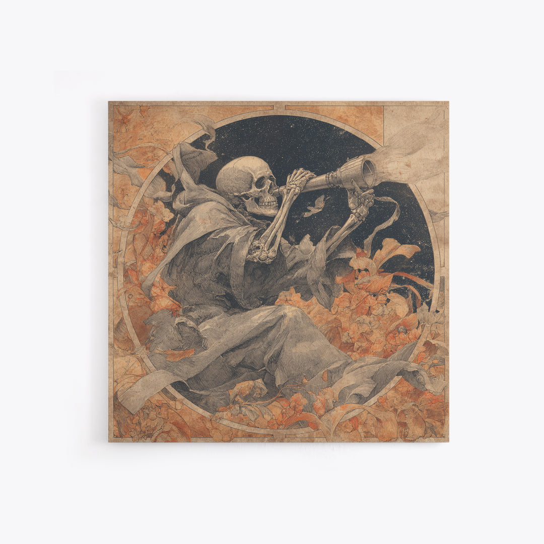 The Skull Astronomer, Decadent Gothic Art, Square Wall Art, Gothic Horror Wall Art, Canvas Print, Halloween Wall Art