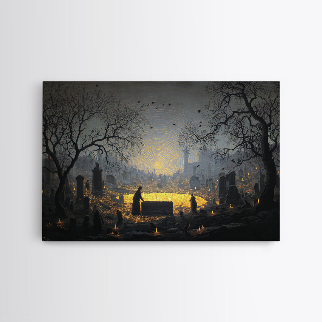 The Cemetery Beekeeper, Romantic Gothic Landscape, Landscape Wall Art, Macabre Wall Art, Framed Canvas Print, Halloween Wall Art