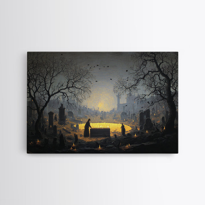 The Cemetery Beekeeper, Romantic Gothic Landscape, Landscape Wall Art, Macabre Wall Art, Framed Canvas Print, Halloween Wall Art