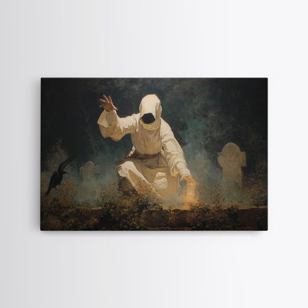 The Cemetery Beekeeper, Symbolist Gothic Landscape, Landscape Wall Art, Dark Fantasy Wall Art, Framed Canvas Print, Halloween Wall Art