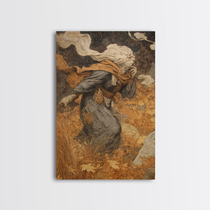 The Cemetery Beekeeper, Ornate Symbolist Art, Vertical Wall Art, Gothic Horror Wall Art, Canvas Print, Halloween Wall Art