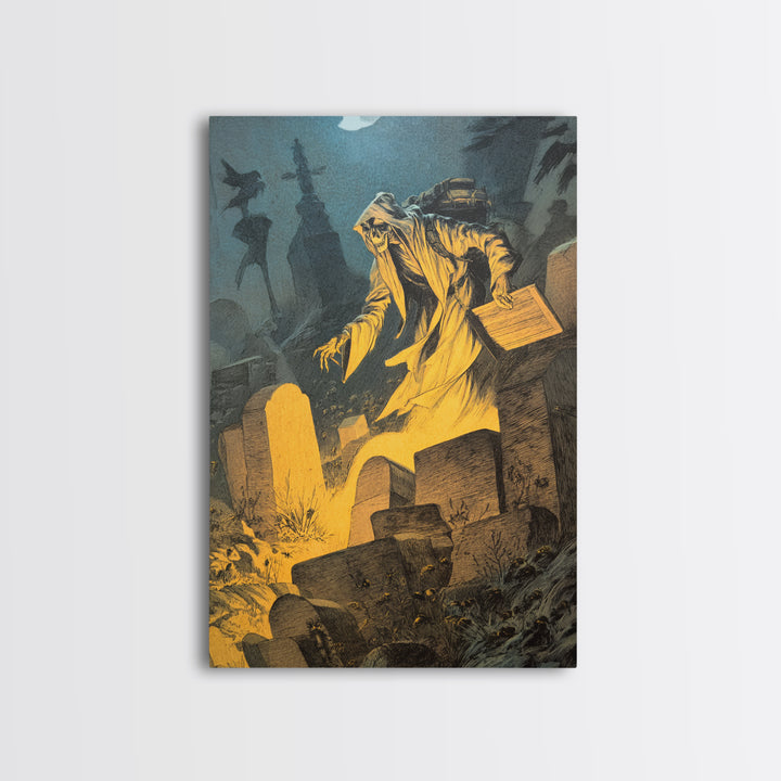 The Cemetery Beekeeper, Expressionist Nightmare Art, Vertical Wall Art, Dark Fantasy Wall Art, Canvas Print, Halloween Wall Art