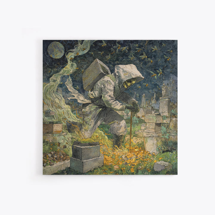 The Cemetery Beekeeper, Grotesque Carnival Art, Square Wall Art, Dark Halloween Decor, Canvas Print, Halloween Wall Art, Gothic Home Decor
