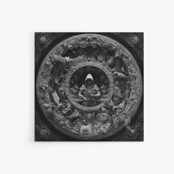 The Cemetery Beekeeper, Biomechanical Horror Art, Square Wall Art, Dark Halloween Decor, Canvas Print, Halloween Wall Art, Macabre Wall Art
