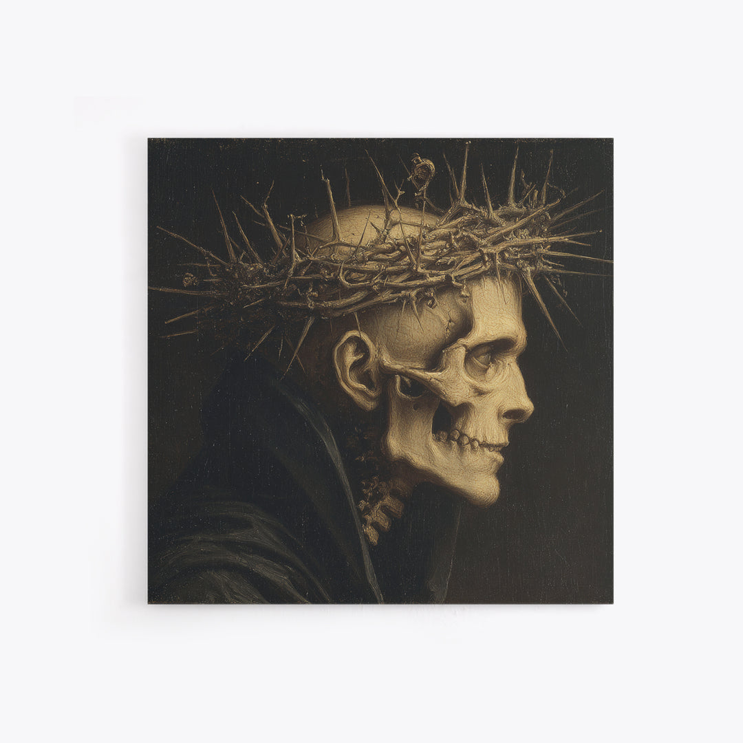 The Thorn-Crowned King, Danse Macabre Art, Square Wall Art, Gothic Horror Wall Art, Framed Canvas Print
