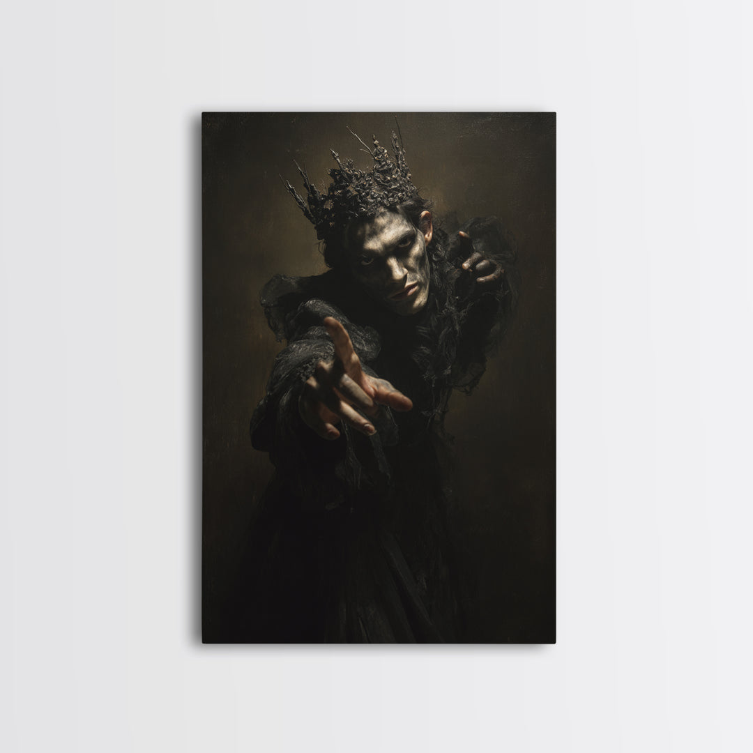 The Thorn-Crowned King, Dark Romantic Horror Art, Vertical Wall Art, Dark Fantasy Wall Art, Canvas Print, Halloween Wall Art