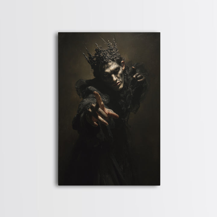 The Thorn-Crowned King, Dark Romantic Horror Art, Vertical Wall Art, Dark Fantasy Wall Art, Canvas Print, Halloween Wall Art
