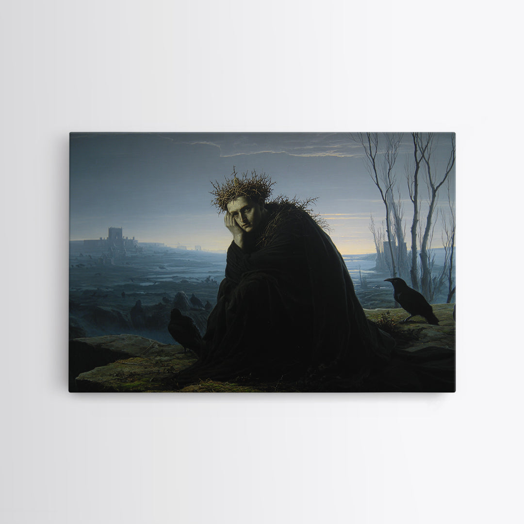 The Thorn-Crowned King, Romantic Gothic Landscape, Landscape Wall Art, Dark Halloween Decor, Canvas Print, Halloween Wall Art