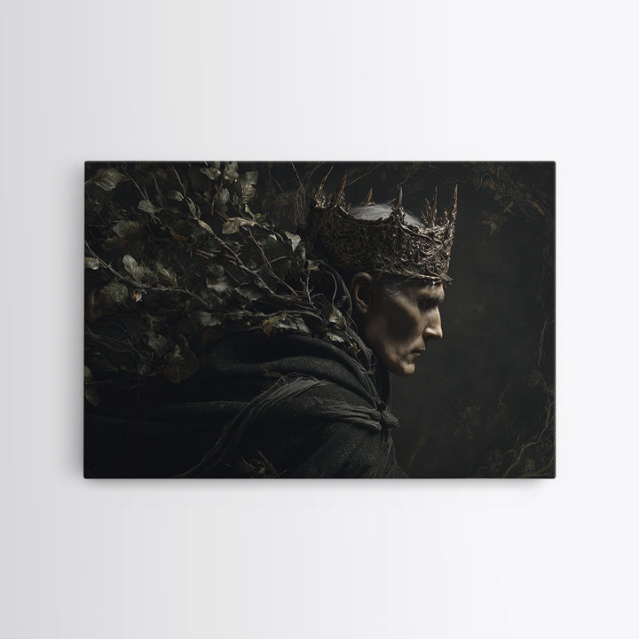 The Thorn-Crowned King, Symbolist Gothic Landscape, Landscape Wall Art, Dark Fantasy Wall Art, Canvas Print, Halloween Wall Art