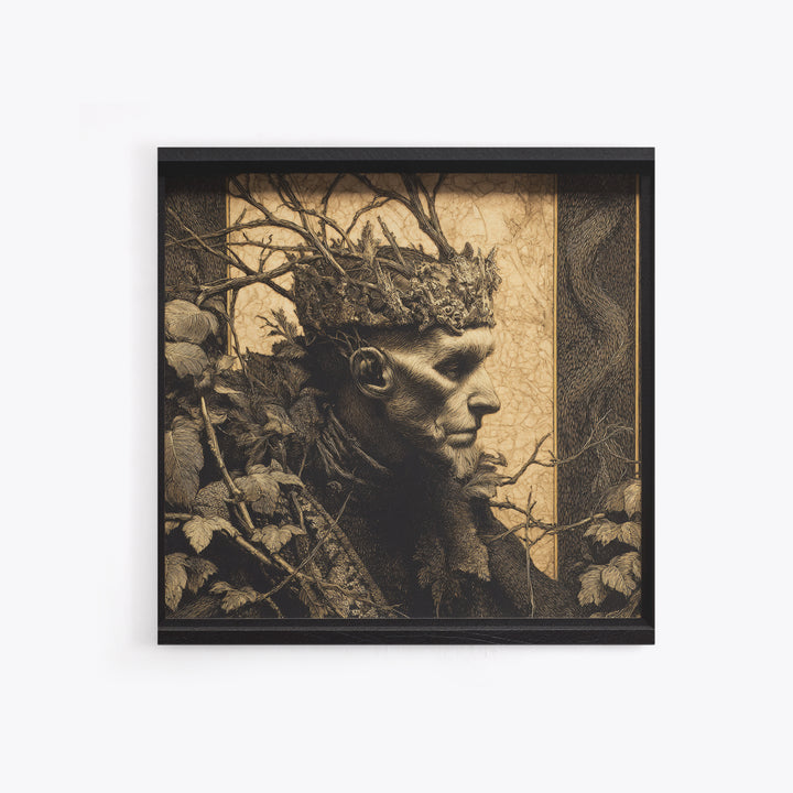 The Thorn-Crowned King, Dark Symbolist Art, Square Wall Art, Gothic Horror Wall Art, Canvas Print, Halloween Wall Art