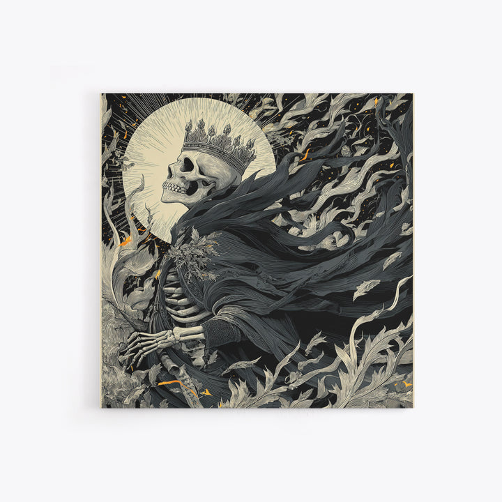 The Thorn-Crowned King, Macabre Folk Print Art, Square Wall Art, Gothic Horror Wall Art, Framed Canvas Print, Halloween Wall Art