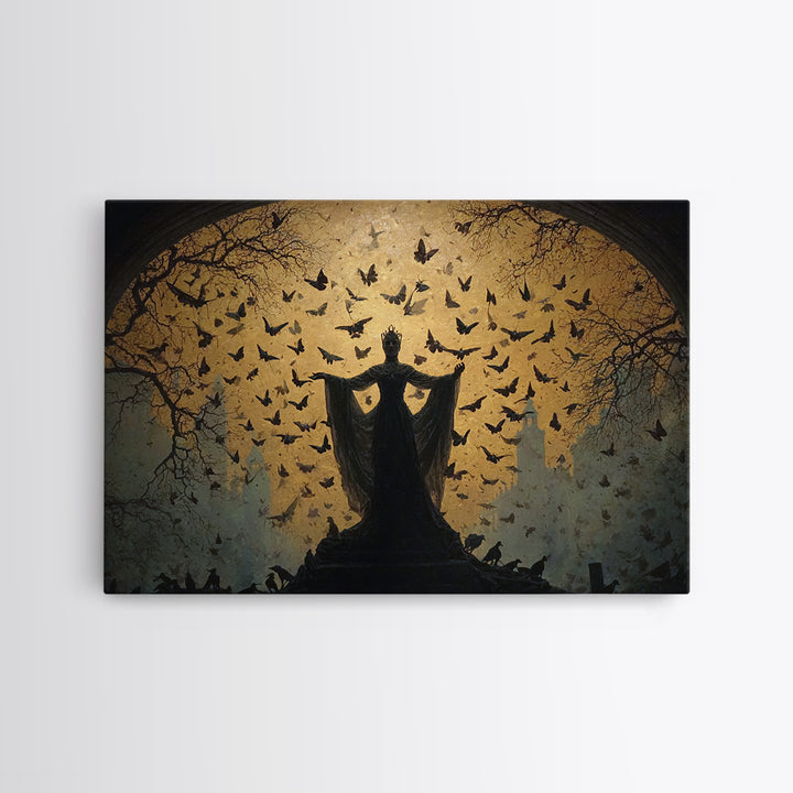 The Moth-Winged Empress, Romantic Gothic Landscape, Landscape Wall Art, Macabre Wall Art, Canvas Print, Halloween Wall Art